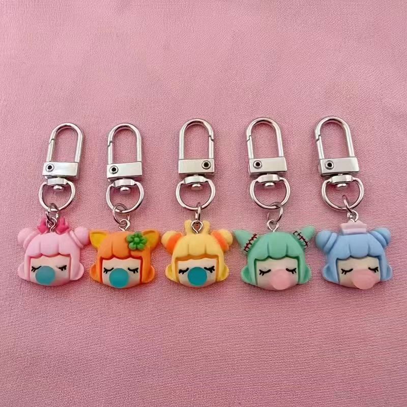 Packaging - 5pcs resin girl keychain, suitable for