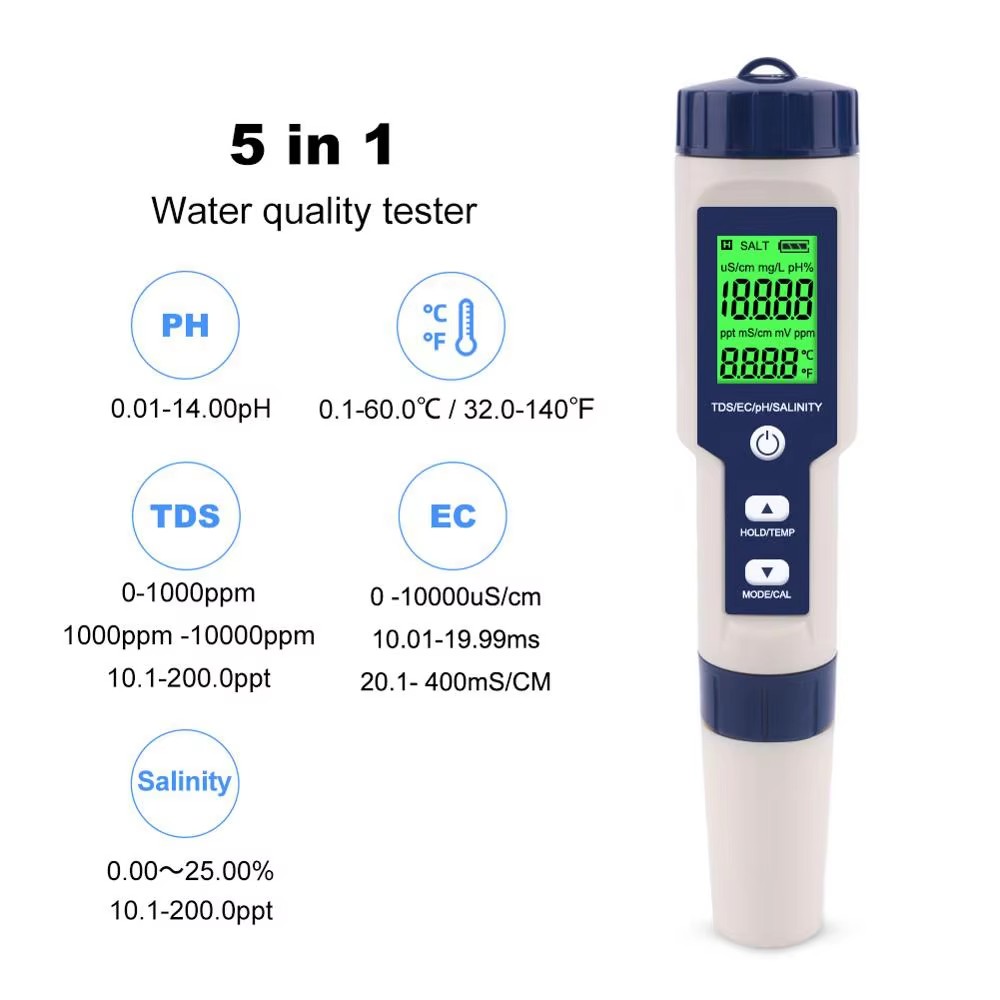 5 In 1 Digital PH TDS EC Meter - Ph Meter Digital Water Tester recension och pris