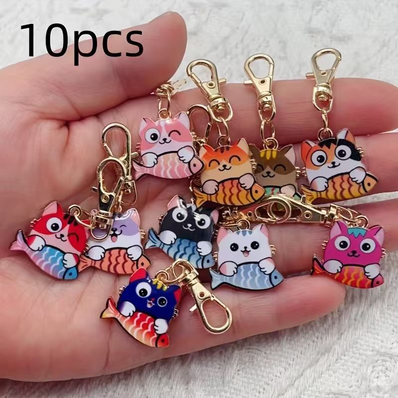 10pcs alloy printed cat keycha - Packaging recension och pris